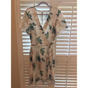 Plus Surplice Front Tie Side Floral Print Dress